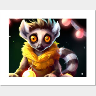 Cute Lemur Drawing Posters and Art